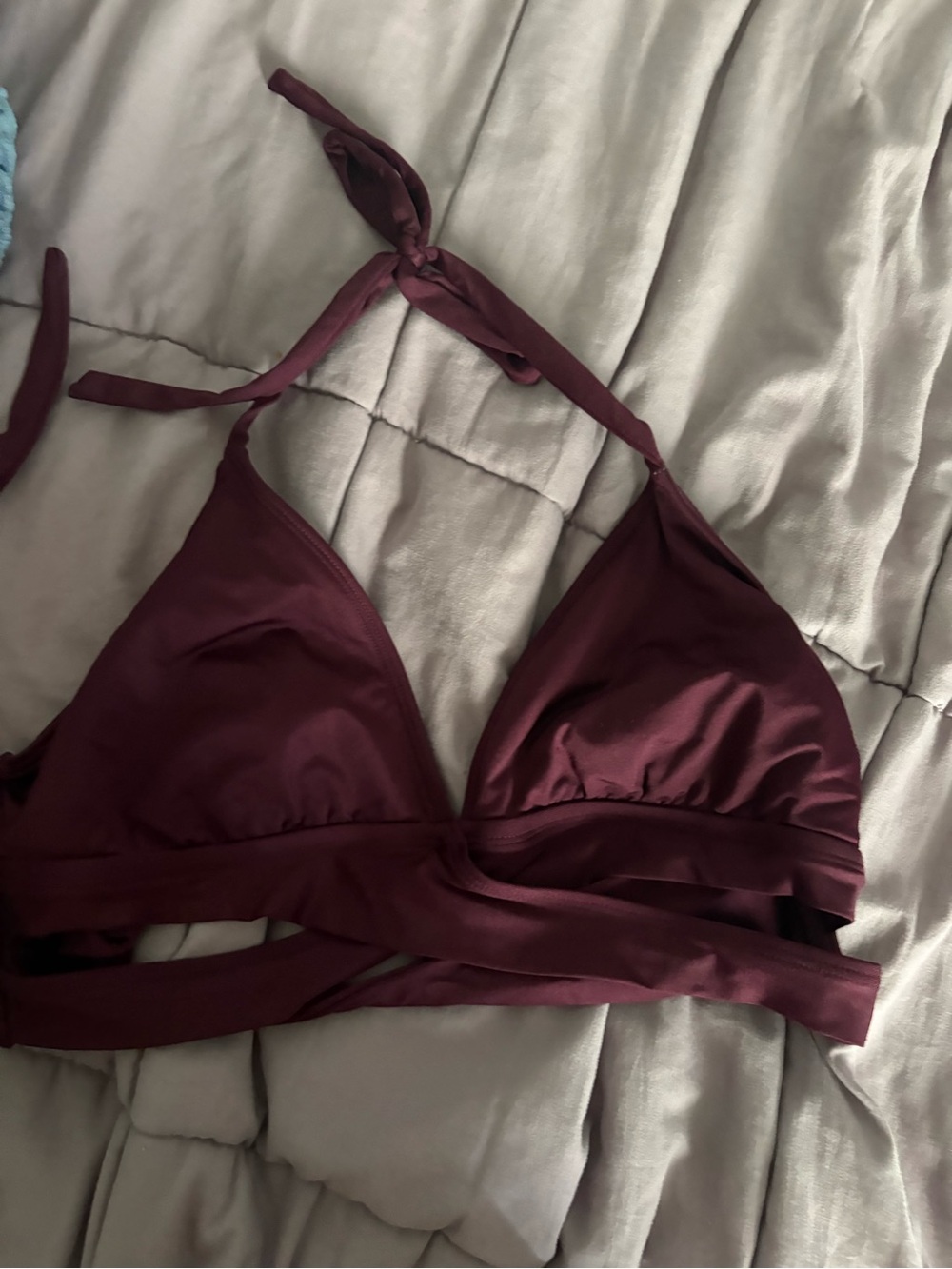 Kona Sol Burgundy Triangle Halter Swim Top